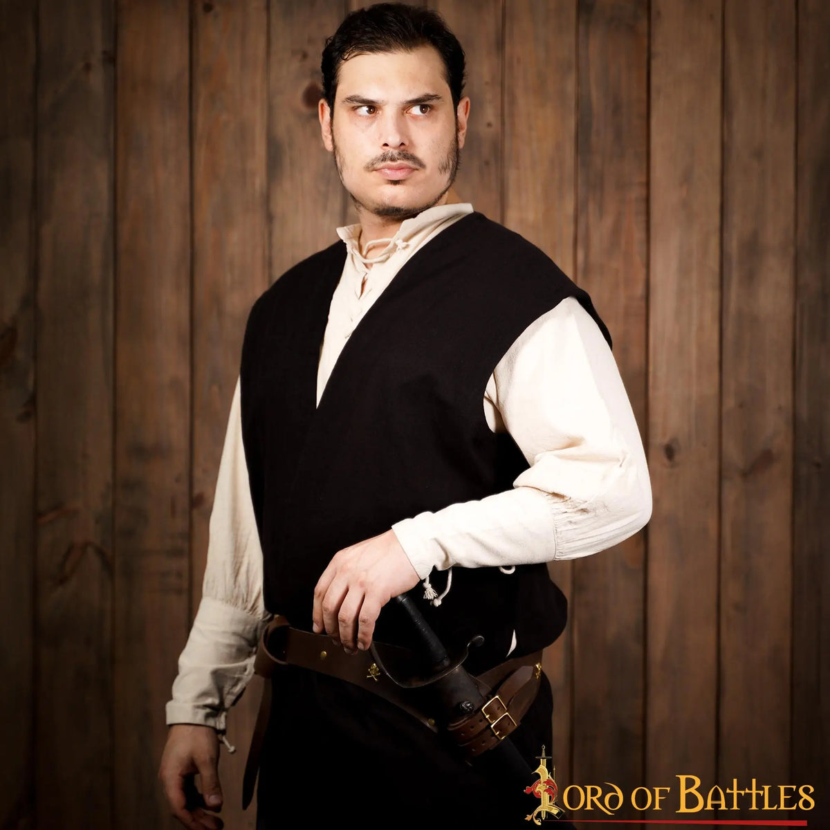 Piraten Gürtel mit Schwertaufhängung, 157 cm, braun