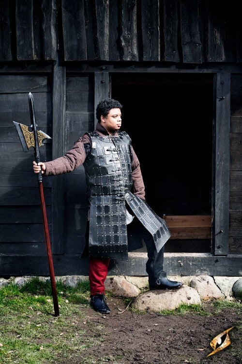 Długa skórzana brygantyna, czarna