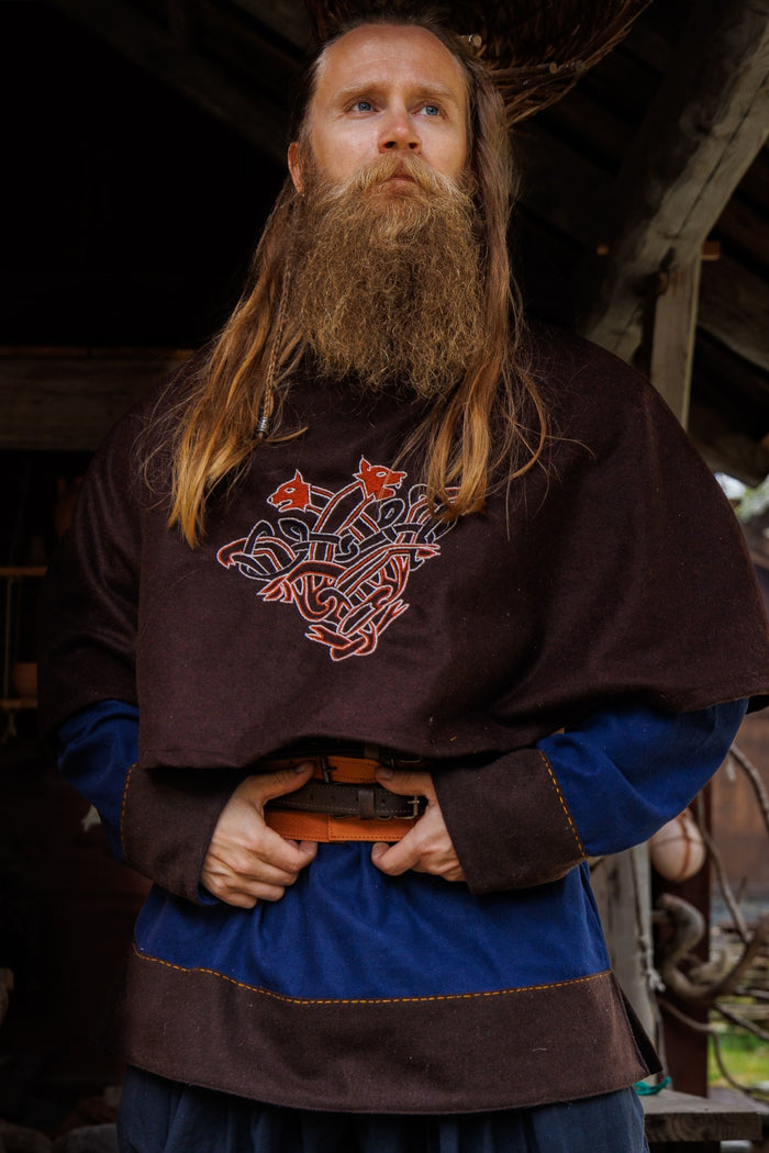 Chaperon viking Bjomolf, mélange de laine, brun