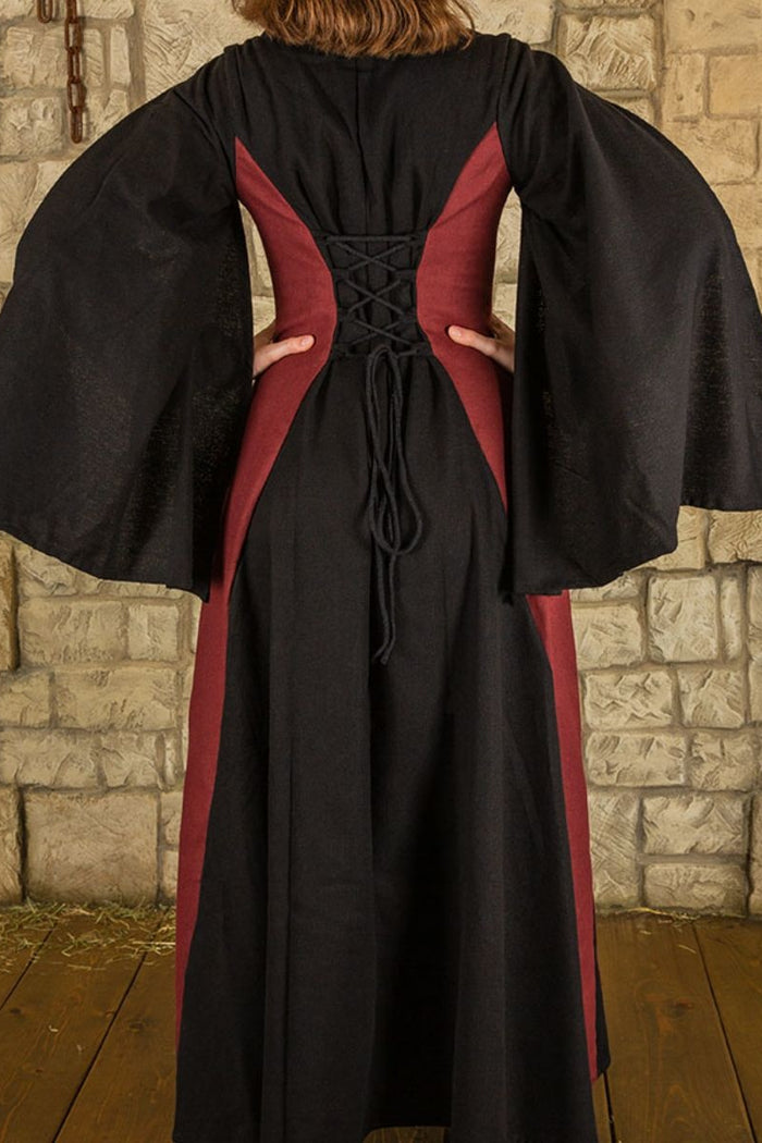 Medieval dress Jasione, black/burgundy