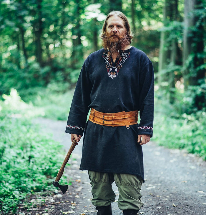 Viking tunic wolf Fenrir, black