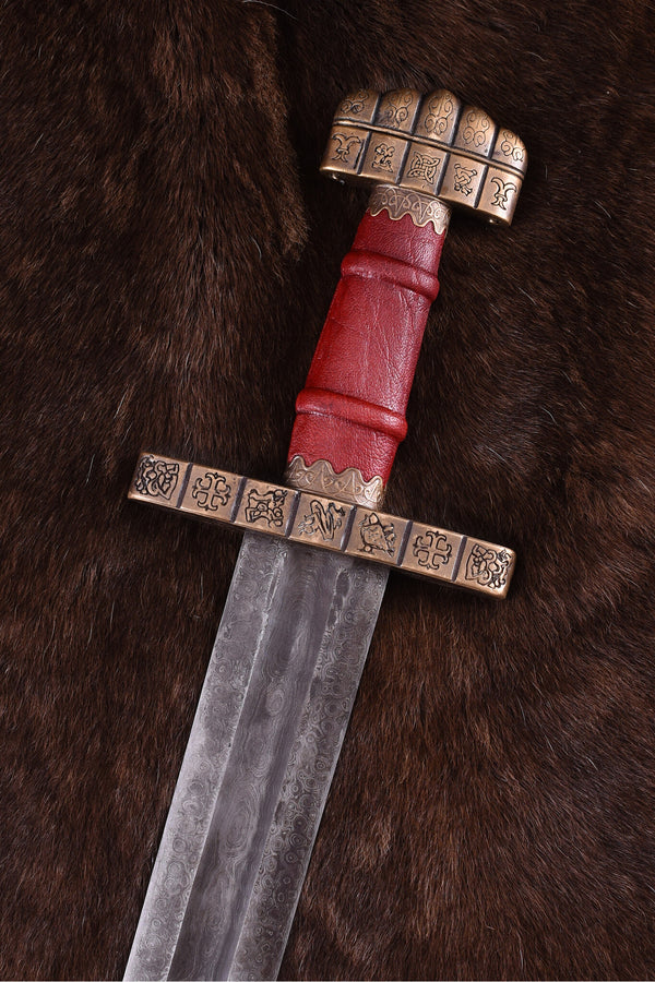 Espada Viking Haithabu do século IX, aço damasco, semi-afiada