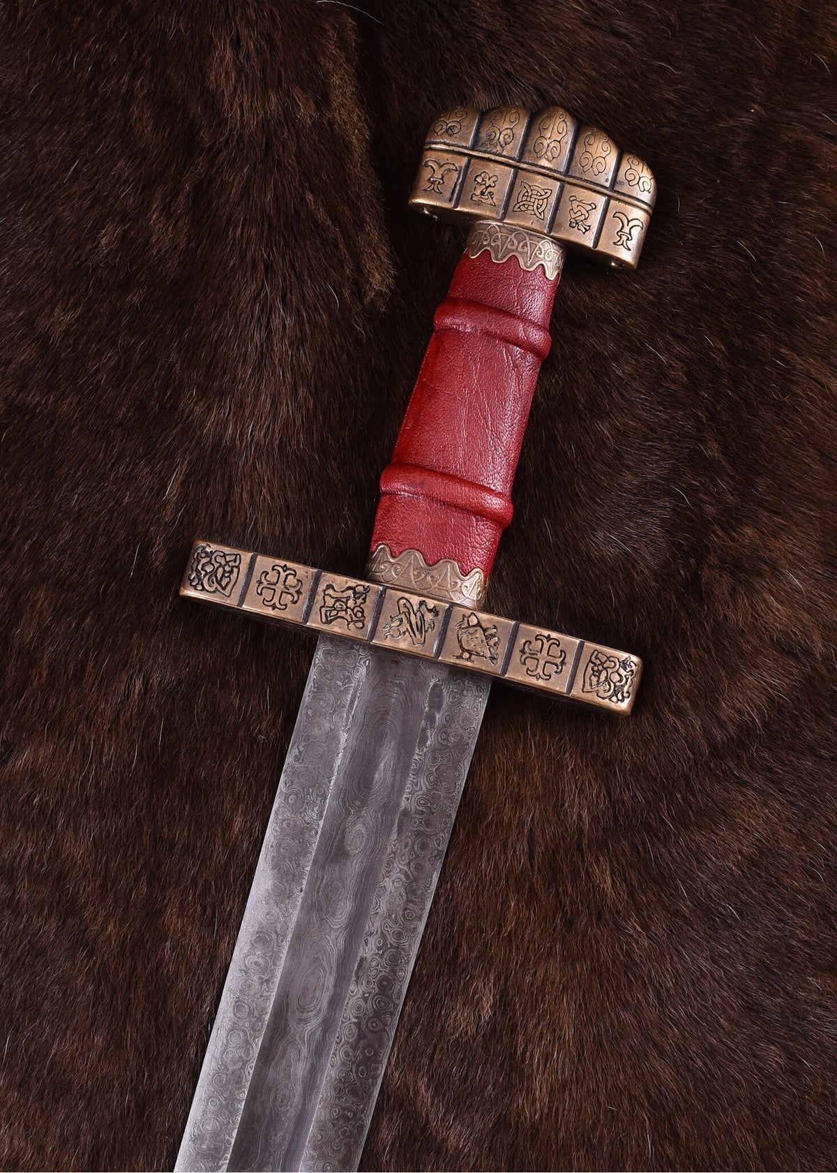 9th century Viking sword Haithabu, damast steel, semi-sharp
