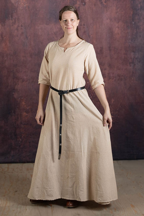 Tidigmedeltida klänning Brida, naturfärgad