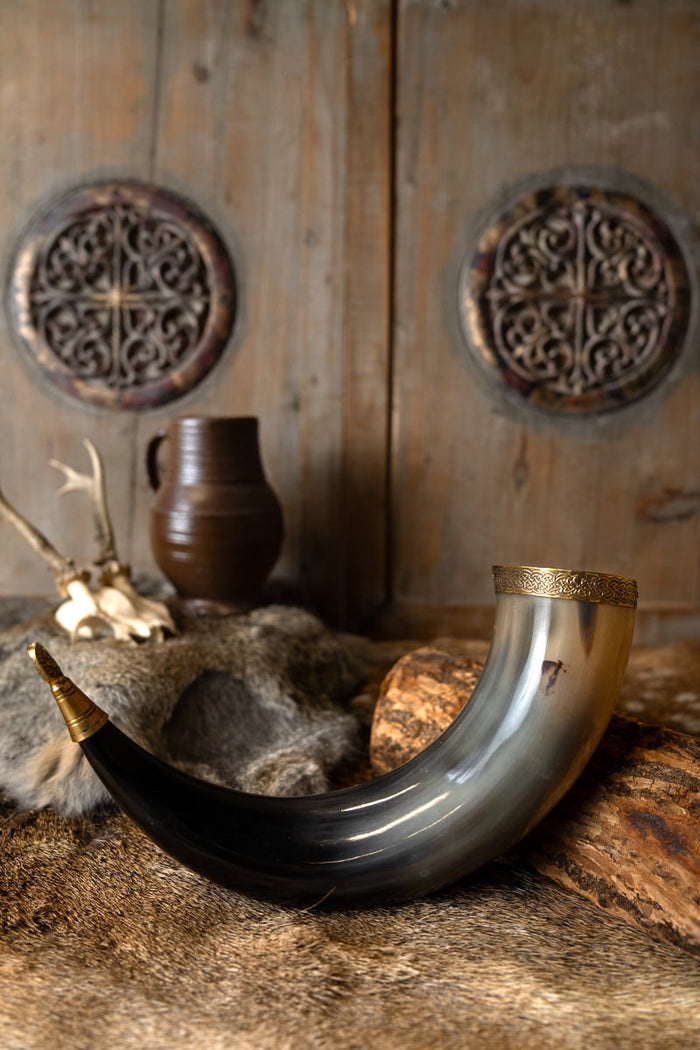 Dryckeshorn, Rollo, med läderhållare, 200–300 ml