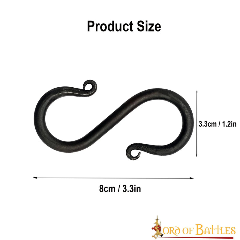 Hand-forged S-hooks set of 5 pieces, 8cm