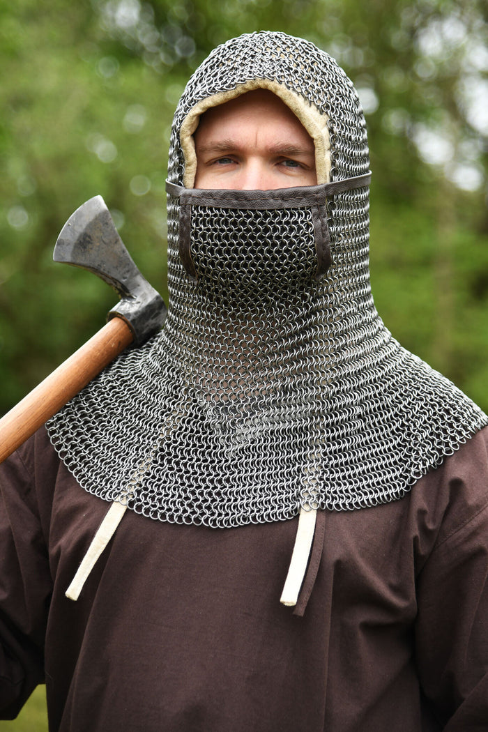 Maliën coif met vierkanten ventail, onbehandeld, 8 mm