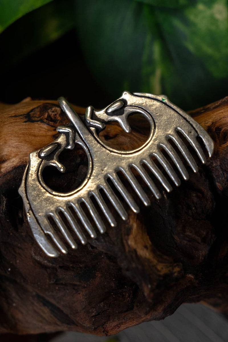 Pettine vichingo stile Ringerike, argentato