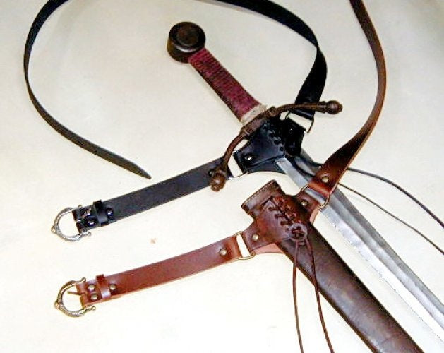 Medieval sword belt, black