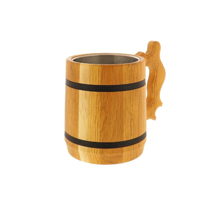 Medieval mug oak with stainless steel