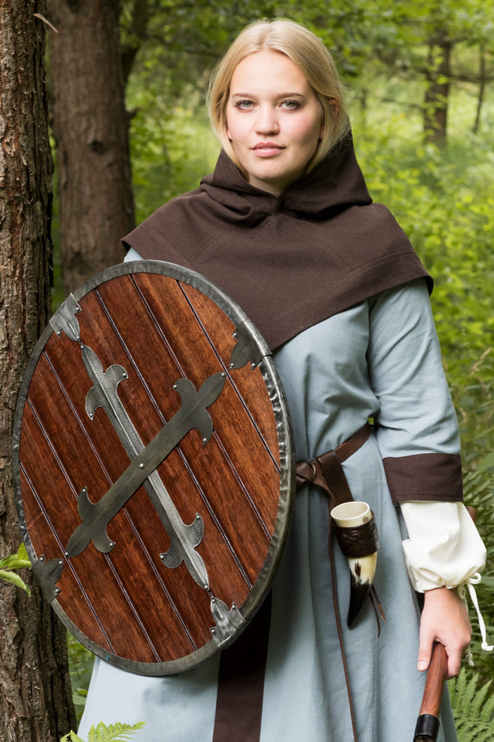 Wooden round shield with cross