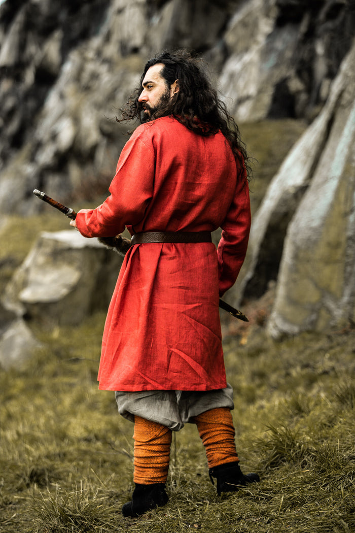 Tunique viking Halvar lin, rouge