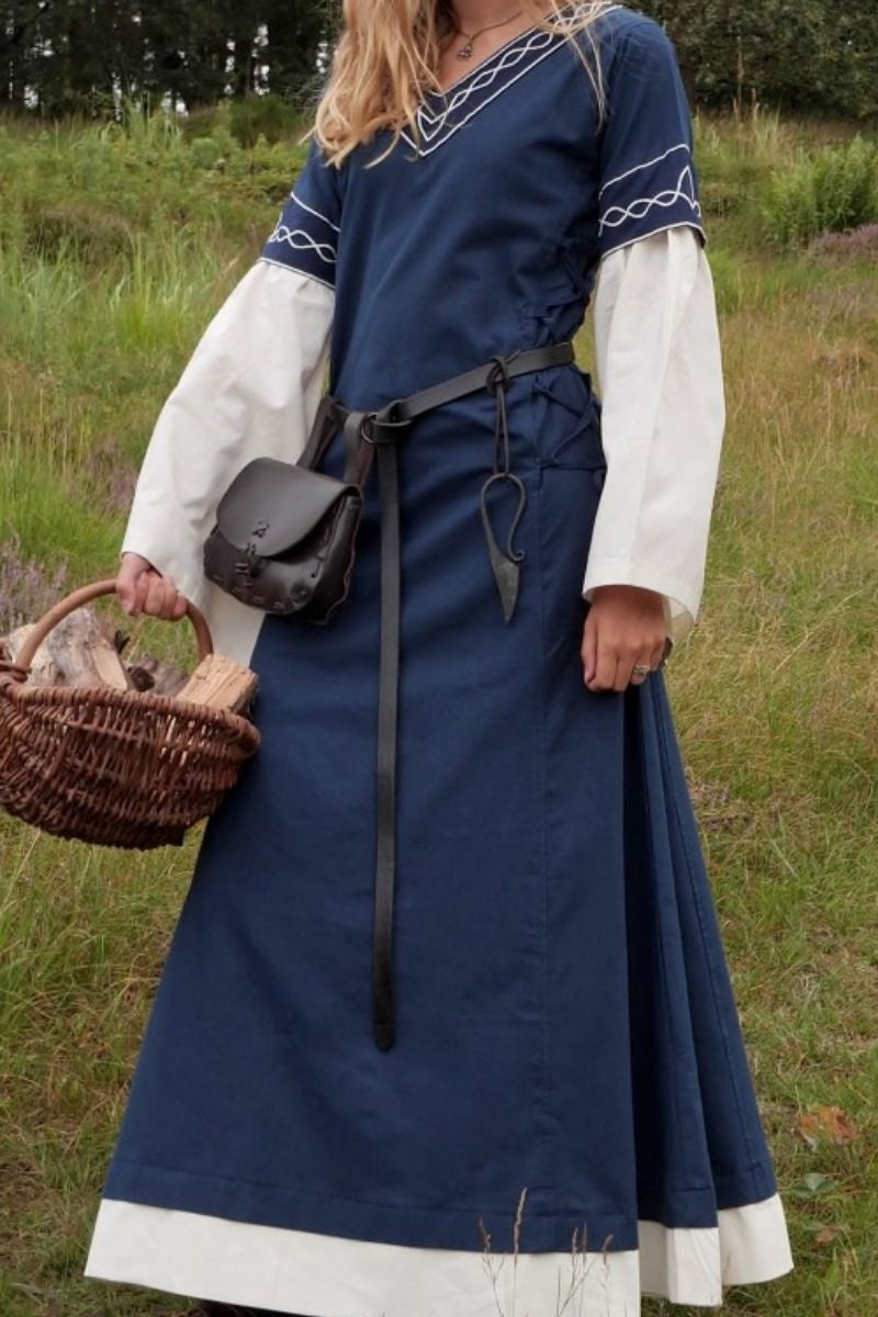 Gotycka suknia Fiona, niebiesko-naturalna