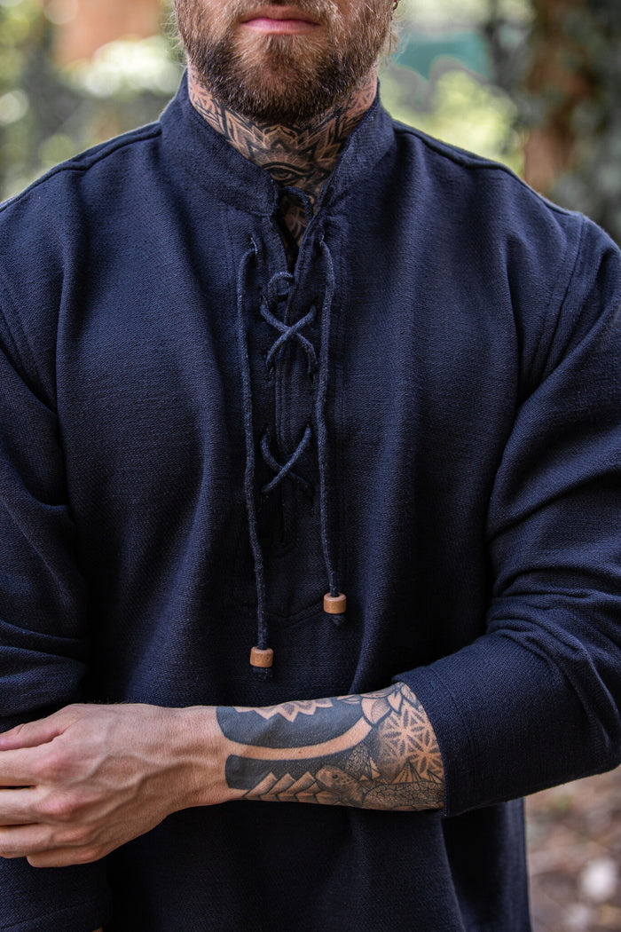 Camisa de algodón grueso, negra