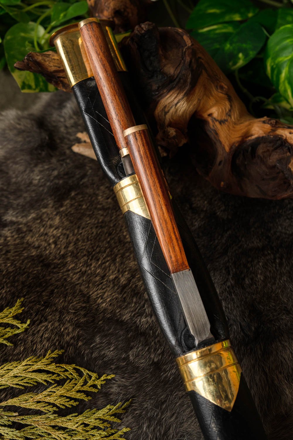 Sgian achlais with knife and fork, semi-sharp