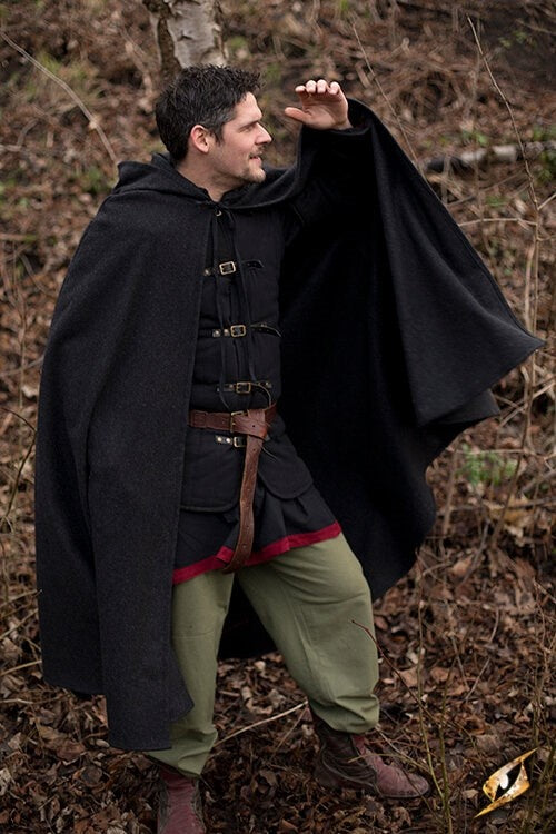 Wełniany płaszcz z kapturem, szary