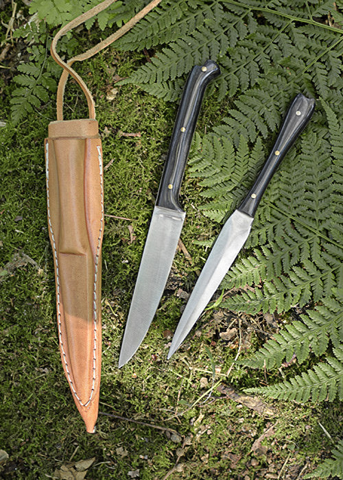 Pincho y cuchillo medievales, acero inoxidable
