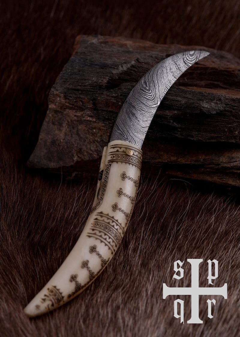 Viking vouwmes damascus, semi-scherp