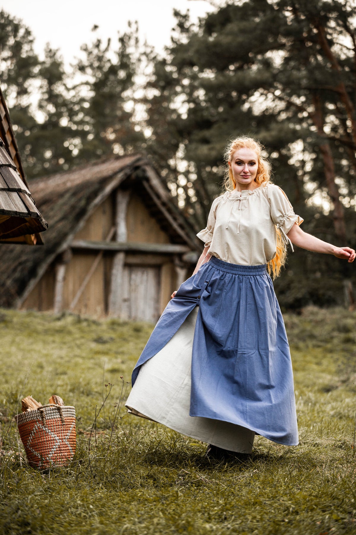 Middelaldernederdel Elise, blå