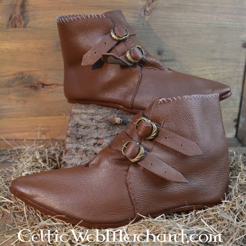 Zapatos tipo poulaines (punters), 1200–1400, marrón