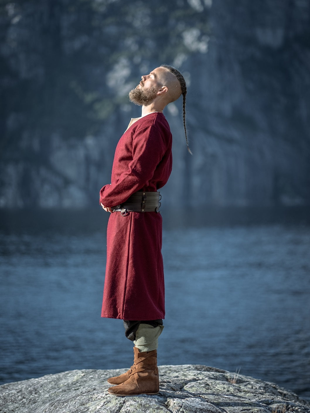 Kaftan Gustav, czerwony, mieszanka wełny