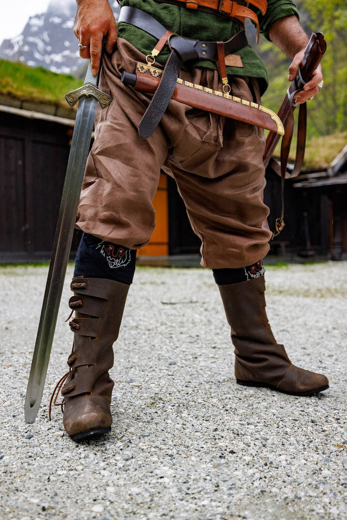 Linen Viking Trousers Odin, brown