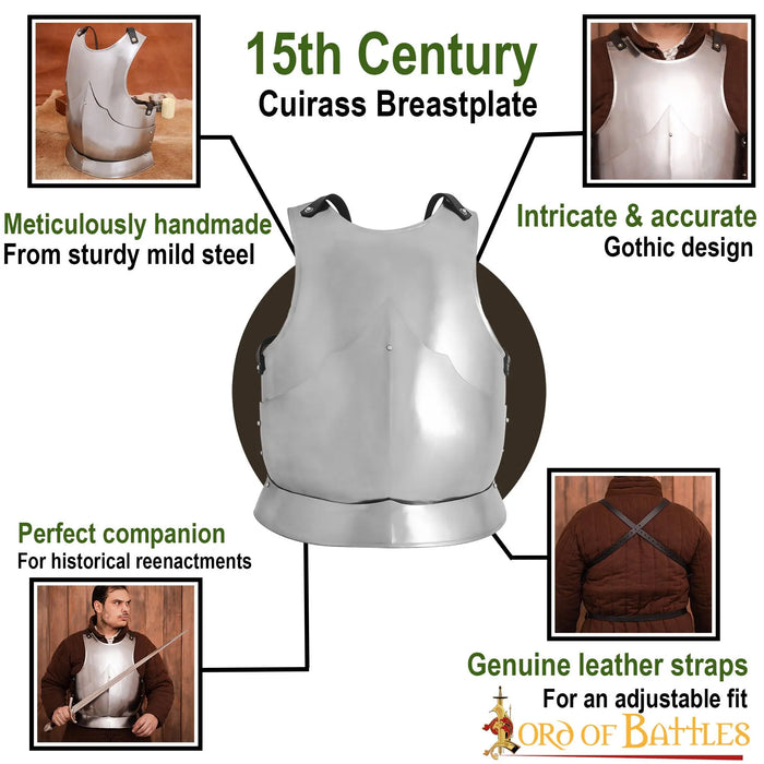 Brustkürass 15. Jahrhundert, schwarz, 1,6 mm