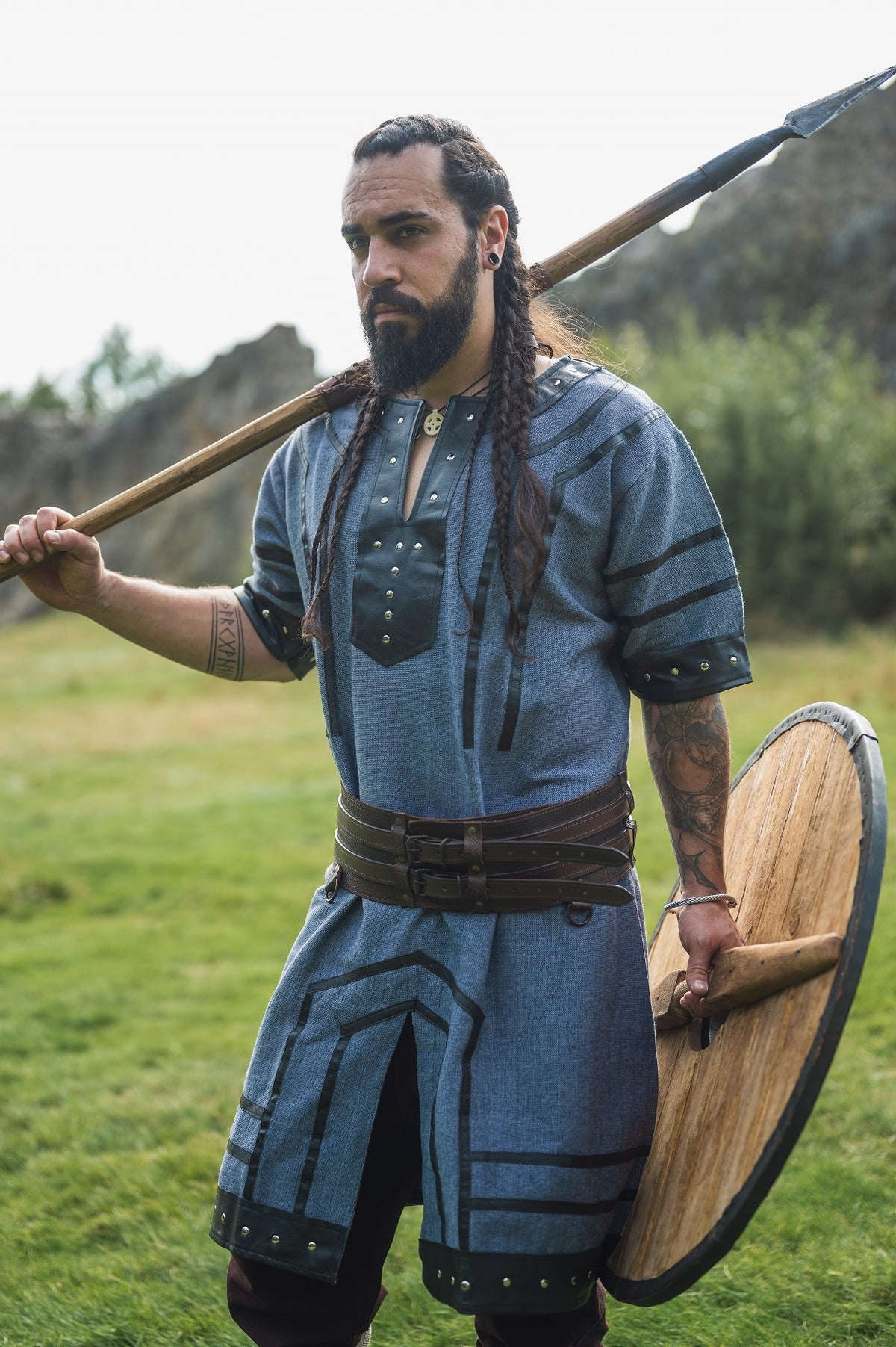 Viking tuniek Rollo, blauw-grijs