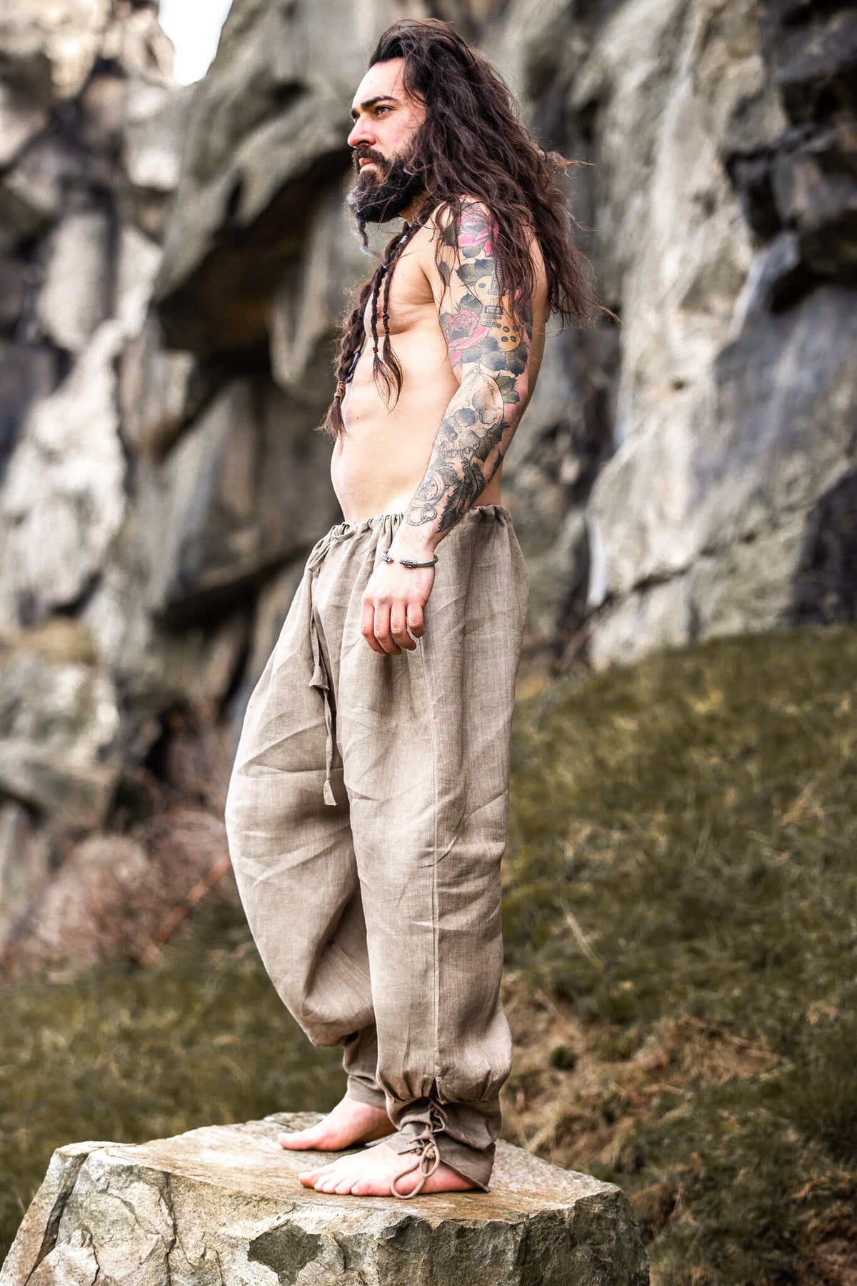 Linnen Vikingbroek Odin, grijs