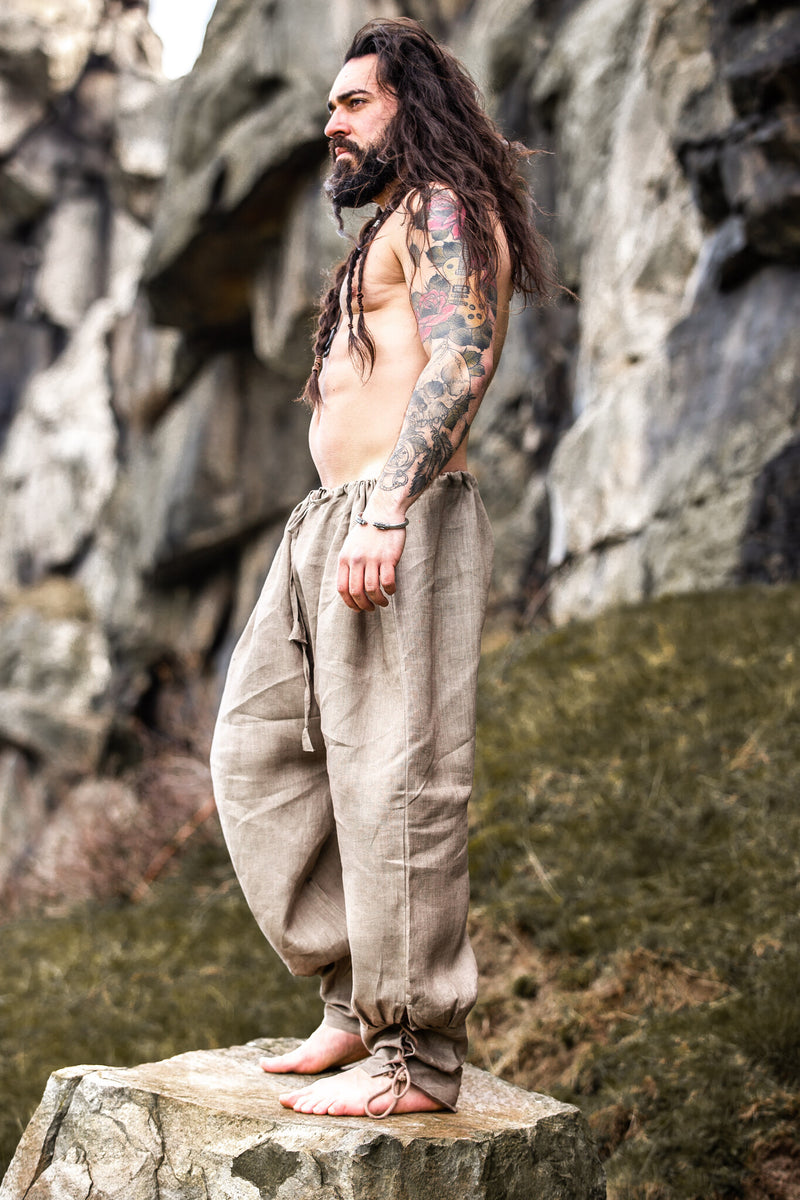 Pantalón vikingo Odin de lino, gris