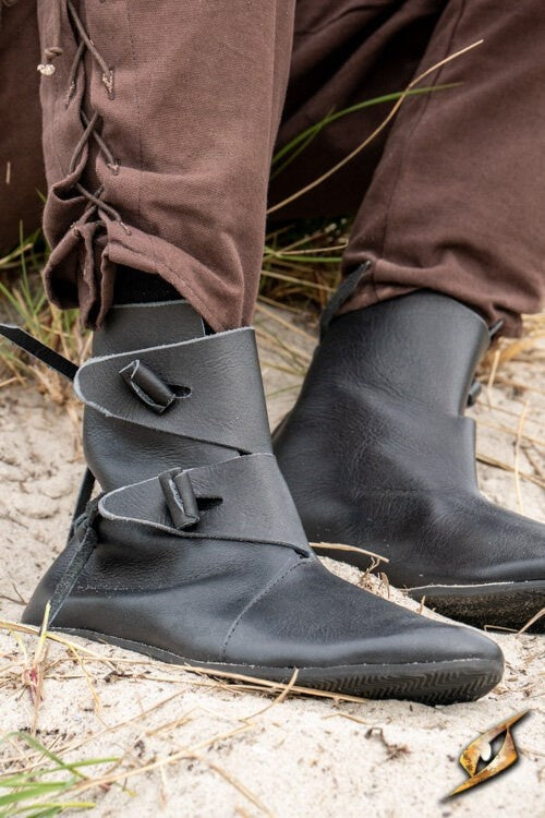 Zapatos vikingos Jorvik con suela de goma, negros