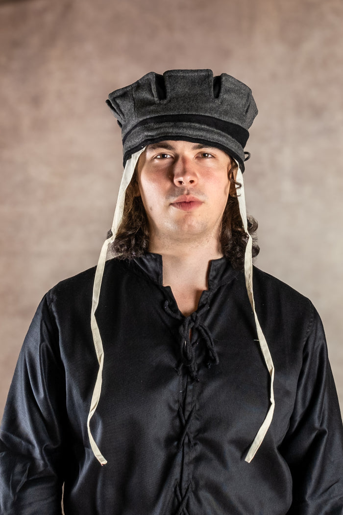 14th century hat, Codex Manesse, black-grey, wool mix