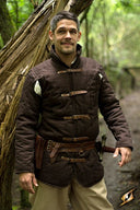 Mittelalterlicher Gambeson mit Riemen, braun
