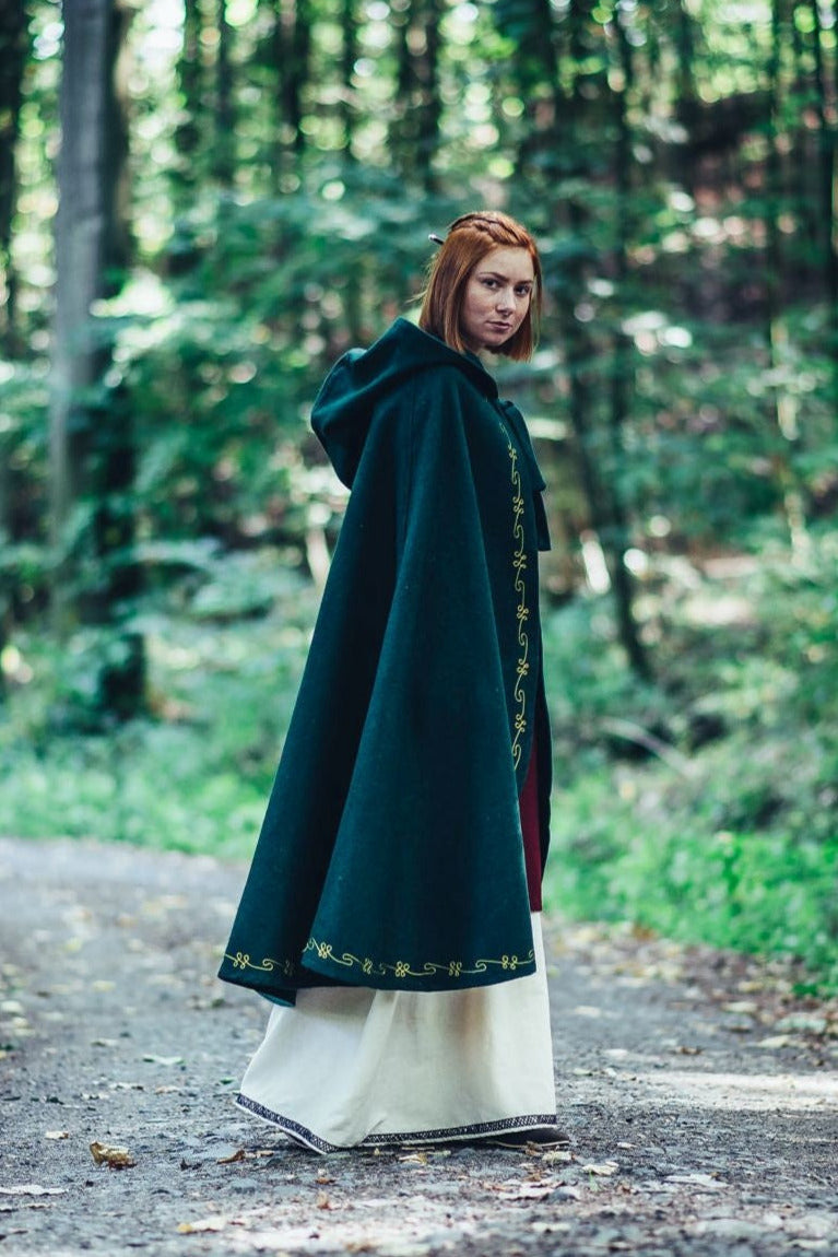 Manteau Ceridwen, vert, mélange de laine