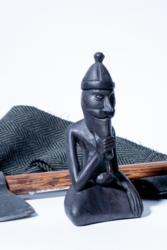 Wood carving Viking god Freyr