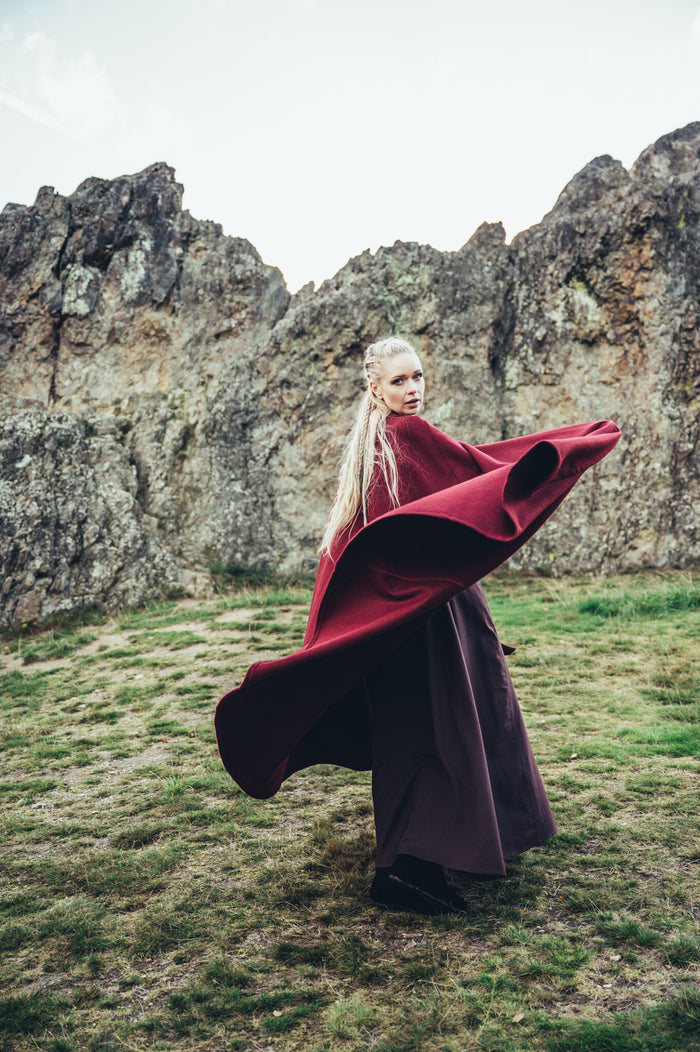 Middelalderlig kappe Robin, uldmix, rød