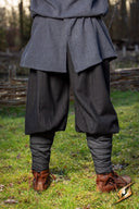 Spodnie Rusvik Ull, wzór jodełkowy, mieszanka wełny, czarne