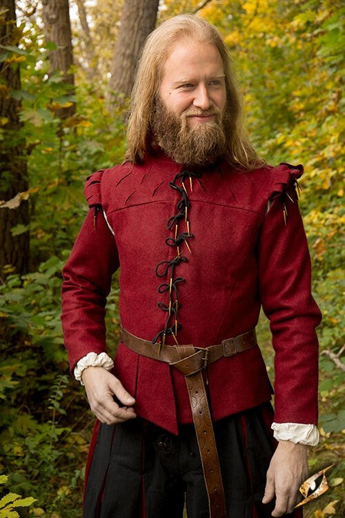 Pourpoint Columbus, rouge, mélange de laine