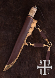 Vikingsax met knoopmotief, damascusstaal, semi-scherp