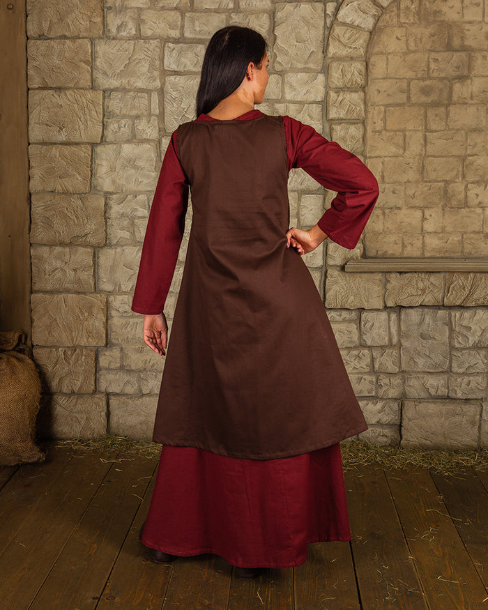 Medeltida överklänning Leandra, brun