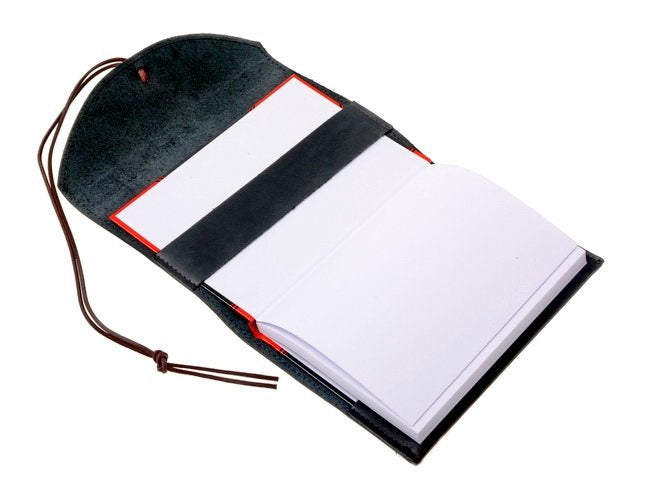 Caderno com capa de couro, preto, L