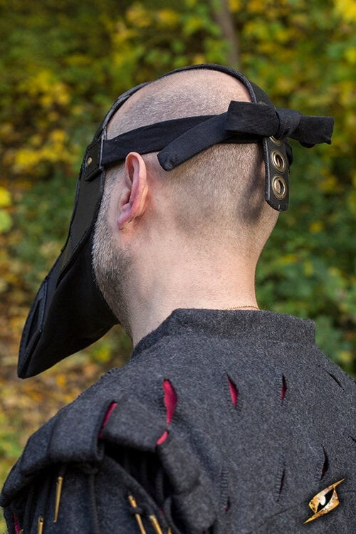 Masque de médecin de la peste en cuir, noir