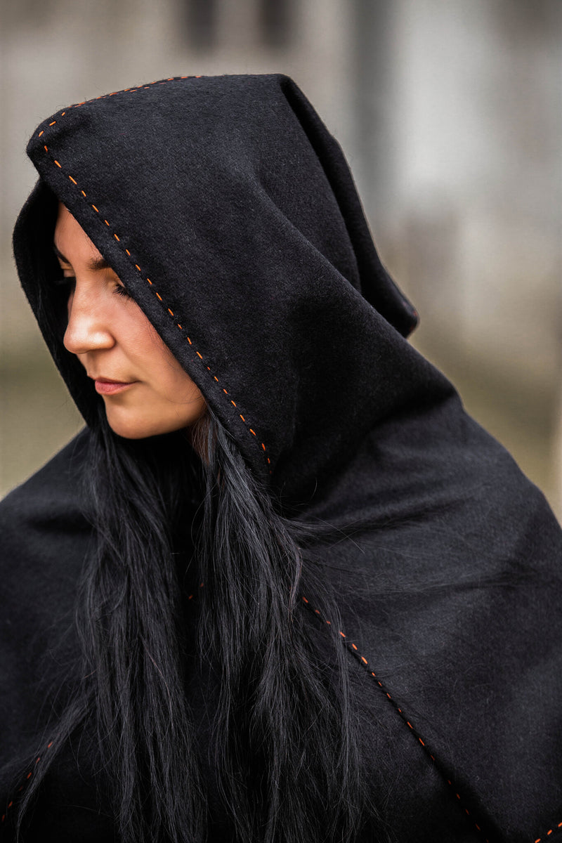 Capuchon Skjoldehamm Halfdan, noir, mélange de laine