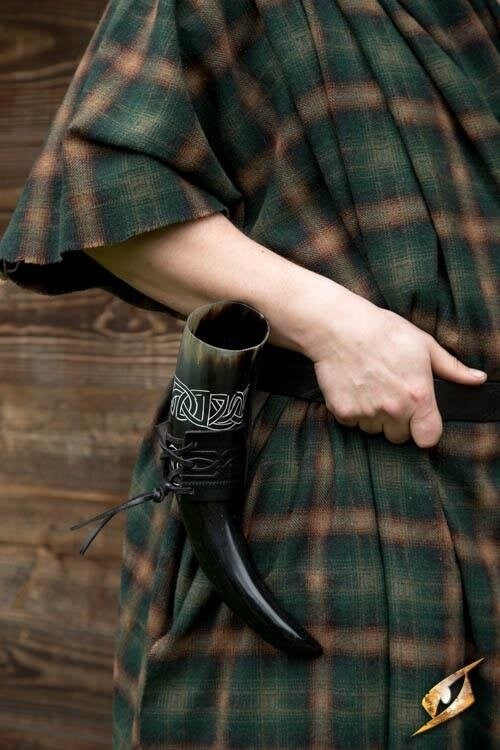 Leder Trinkhornhalter Edda, schwarz