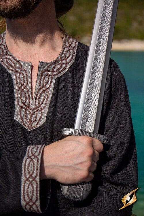 Tunika Hilmar, sildebensmønster, sort, uldblanding