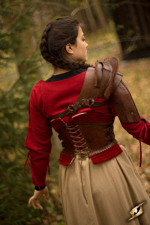 Leather shoulder armor, brown