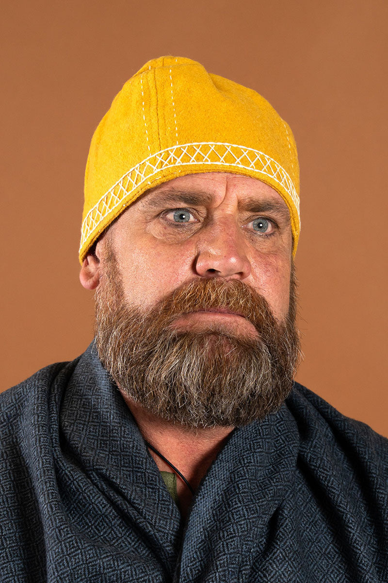 Viking muts Njal, geel, wolmix