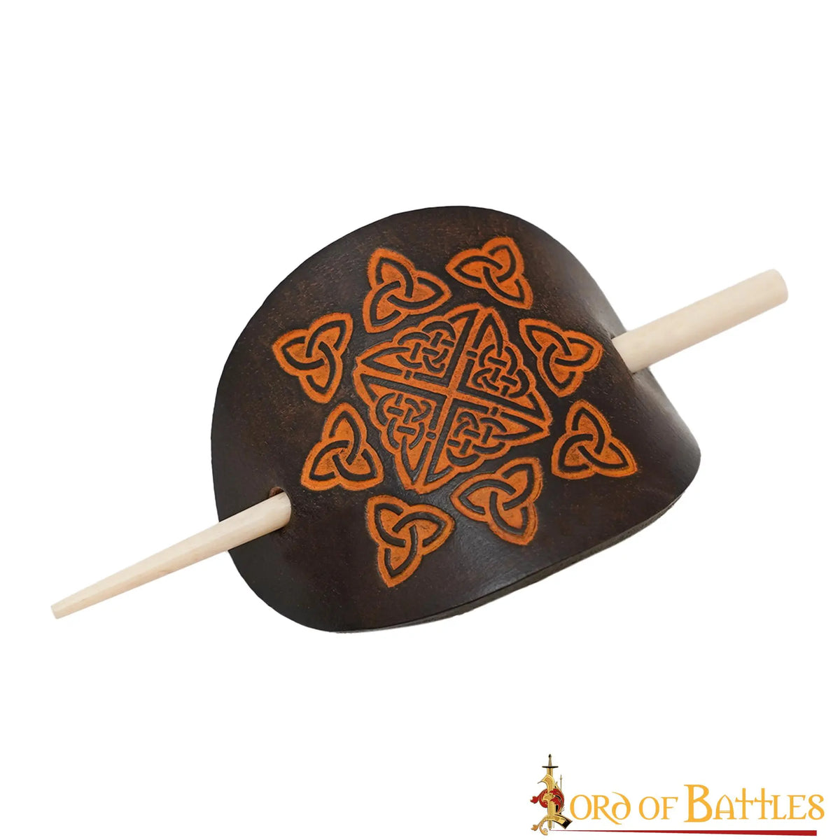 Haarspeld met Keltische knopen, leer