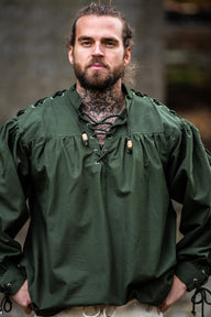 Piratenhemd met veters, groen