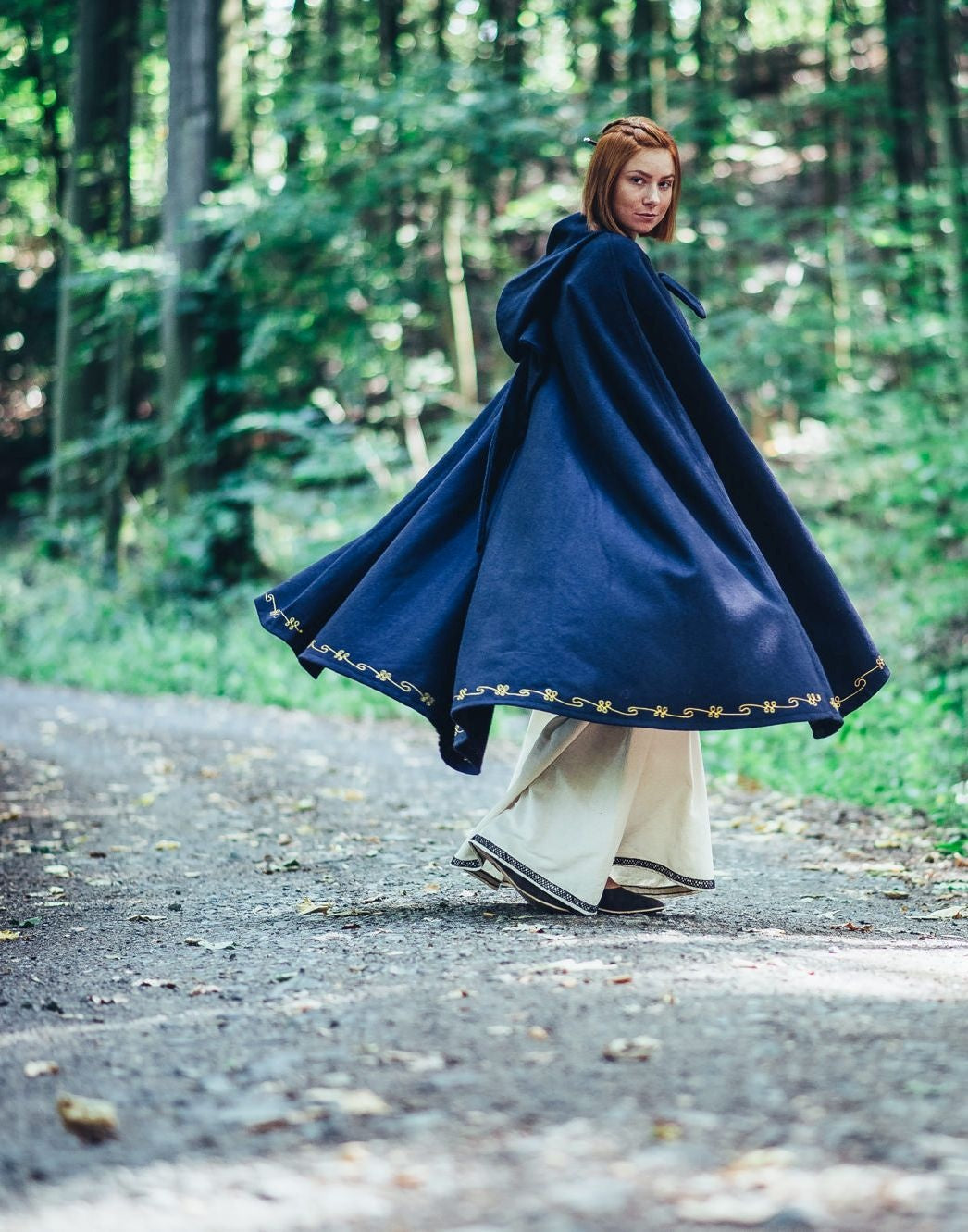 Manteau Ceridwen, mélange de laine, bleu